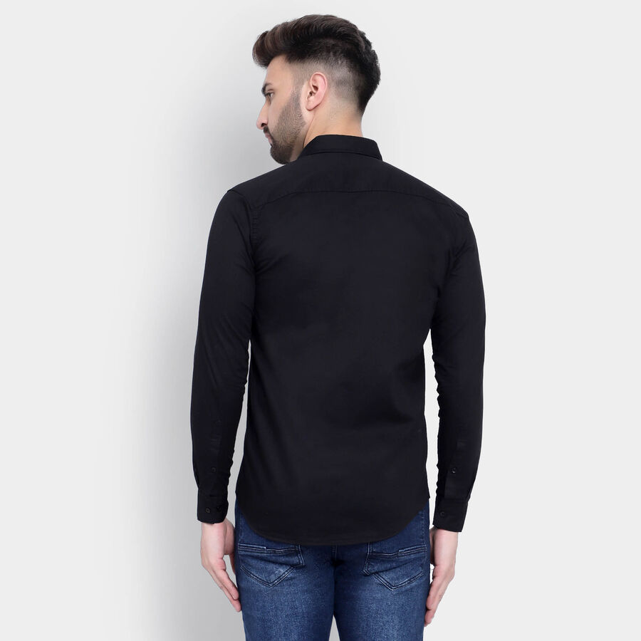 Cotton Solid Casual Shirt, Black, large image number null