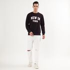Men's Deep Maroon Crew Neck Graphic Sweatshirt, वाइन, small image number null