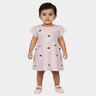 Infants' Pink Cotton Printed Flutter Sleeve Frock, Light Pink, small