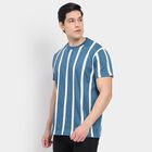 Men's Round Neck Half Sleeves T-Shirt, गहरा नीला, small