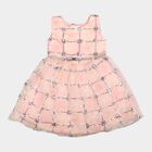 Girls' Pink Fit and Flare Sequin Embellished Party Wear Frock, हल्का गुलाबी, small
