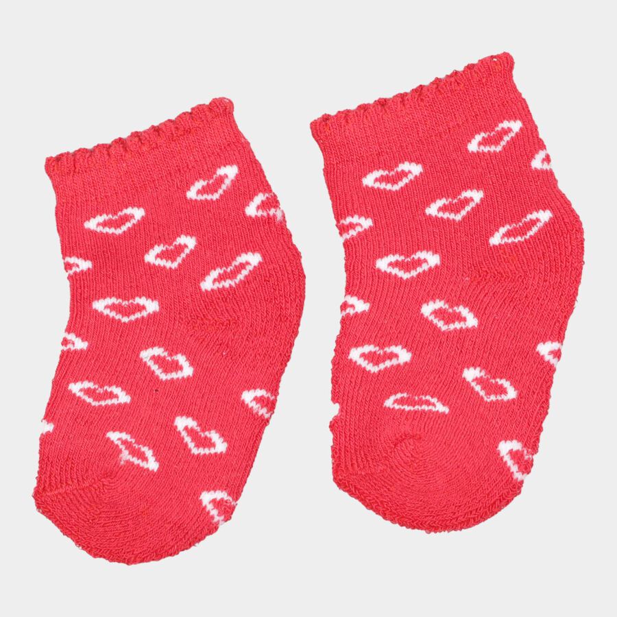 Infants Cotton Stripes Socks, Red, large image number null