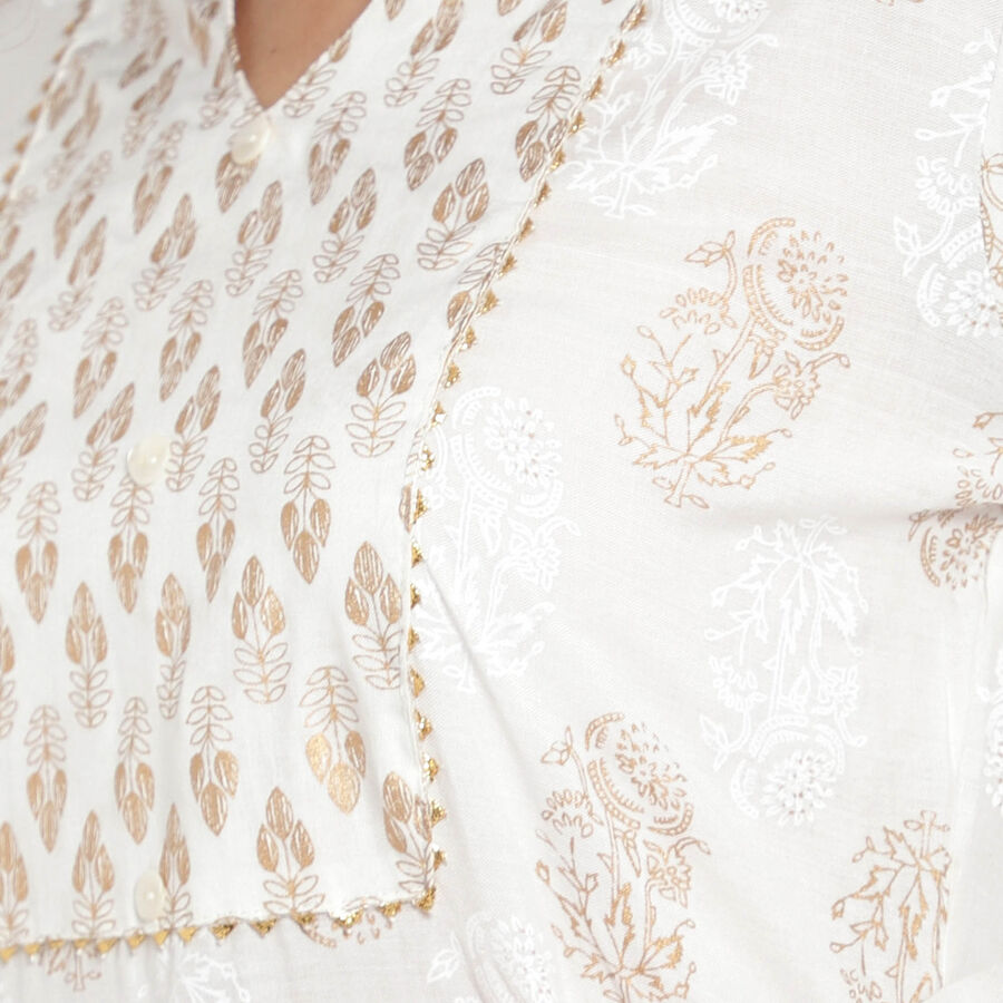 3/4th Sleeves Flared Kurta, White, large image number null