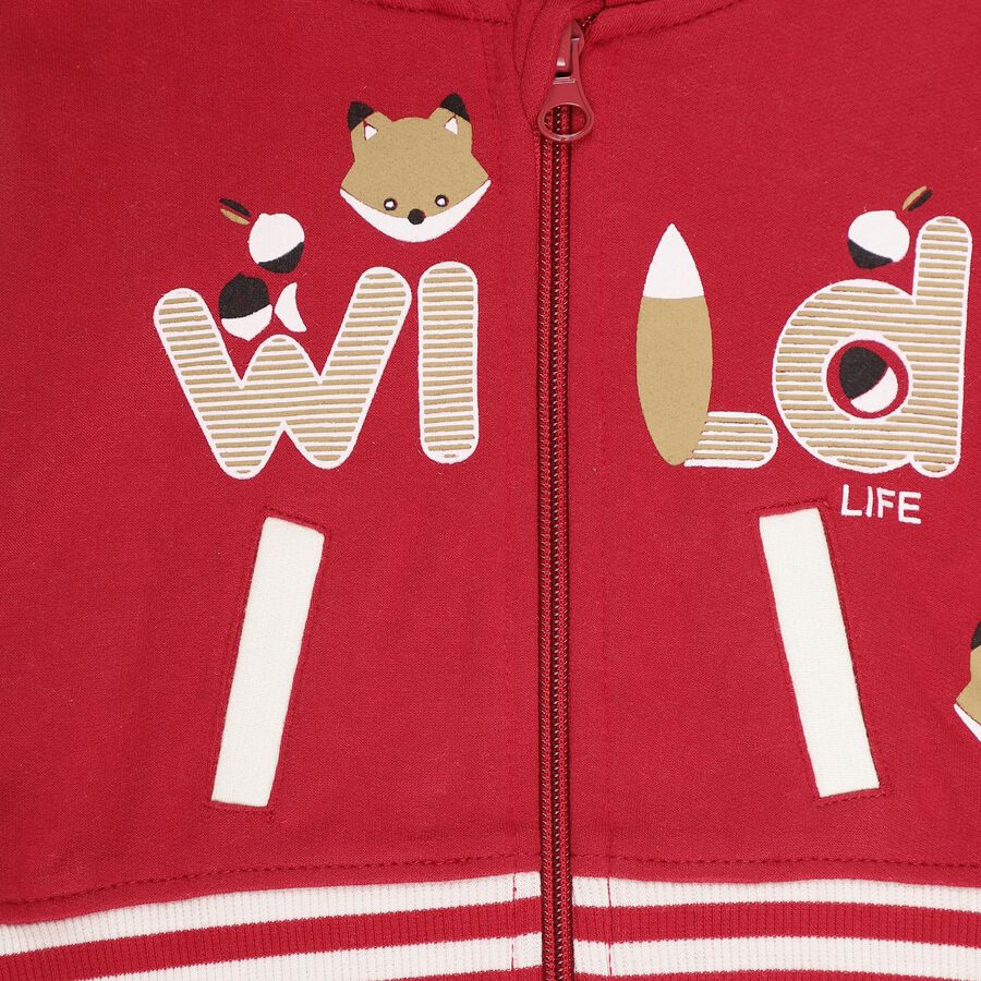 Infants Rich Maroon Hooded Casual Sweatshirt, मरून, large image number null