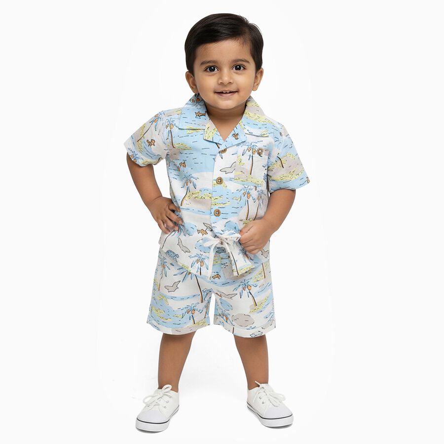 Infants' 100% Cotton Baba Suit, Aqua, large image number null