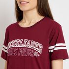 Ladies' 100% Cotton Round Neck T-Shirt, वाइन, small image number null