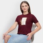 Ladies' Round Neck T-Shirt , वाइन, small image number null