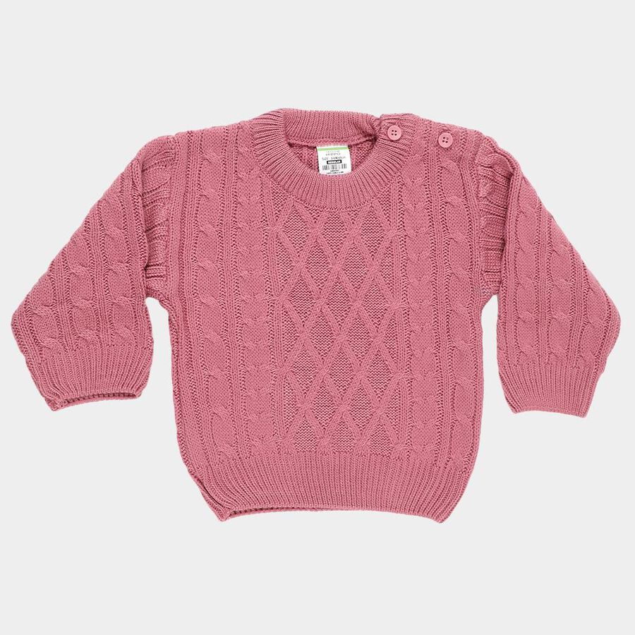 Infants Muted Rose Pink Round Neck Classic Pullover, Purple, large image number null