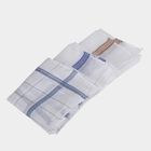 Men's White Checked Pack of 3 Handkerchief, Dark Grey, small