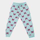 Girls' Aqua Cotton Blend Elastic Waist Pyjama, Aqua, small