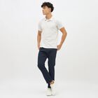 Men's Navy Blue Slim Fit Checkered Casual Trousers, Navy Blue, small image number null