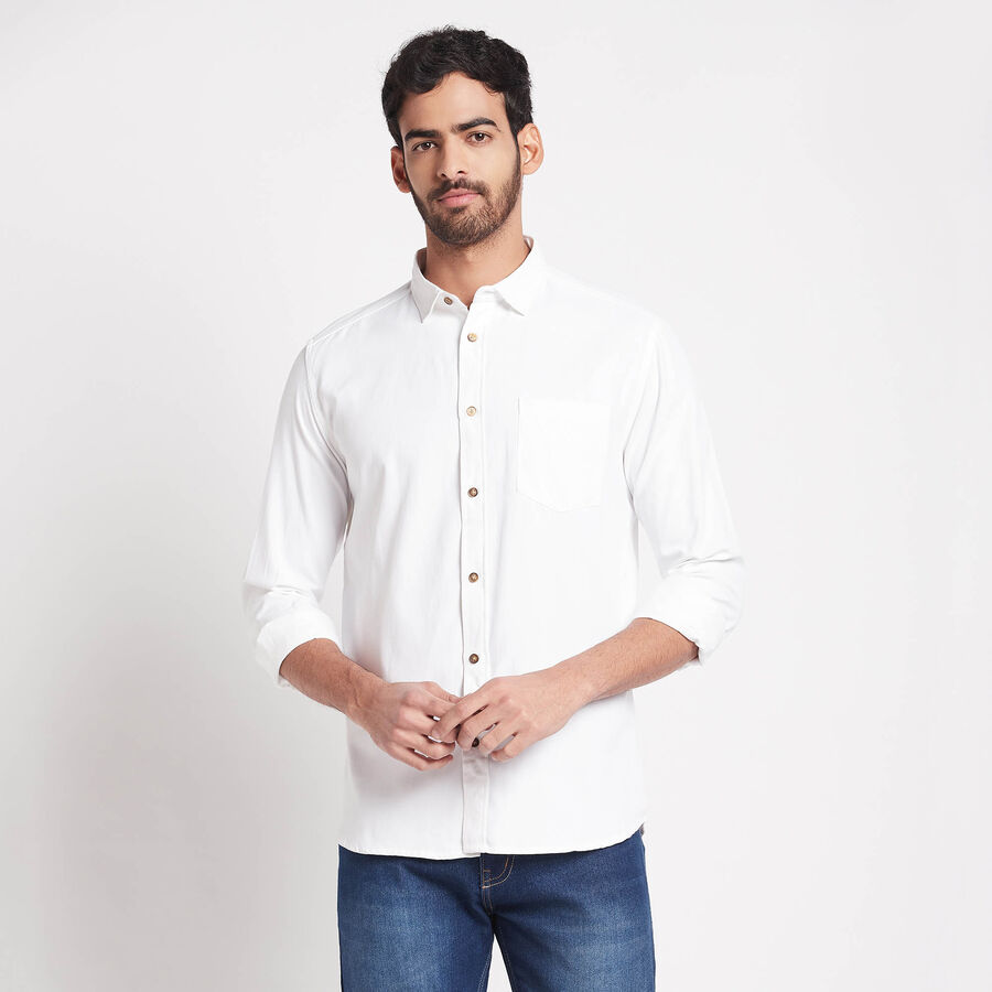 Solid Casual Shirt, White, large image number null