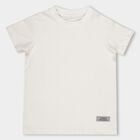 Boys Rich Eggshell White Crew Neck Casual T-Shirt, सफ़ेद, small image number null