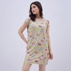 Women's Light Beige Round Neck Casual Nighty, Beige, small image number null
