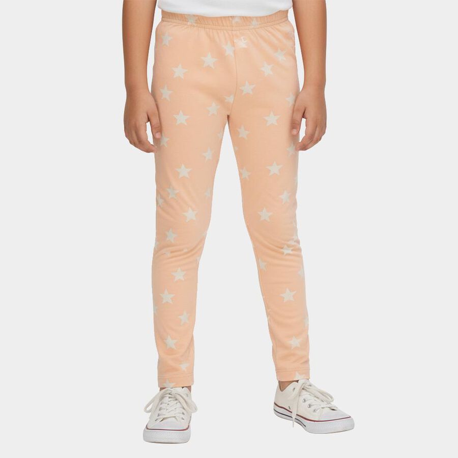 Girls Pink Regular Fit Star Printed Pyjama, Pink, large