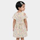Girls' Off White Floral Printed Fit and Flare Frock, Off White, small