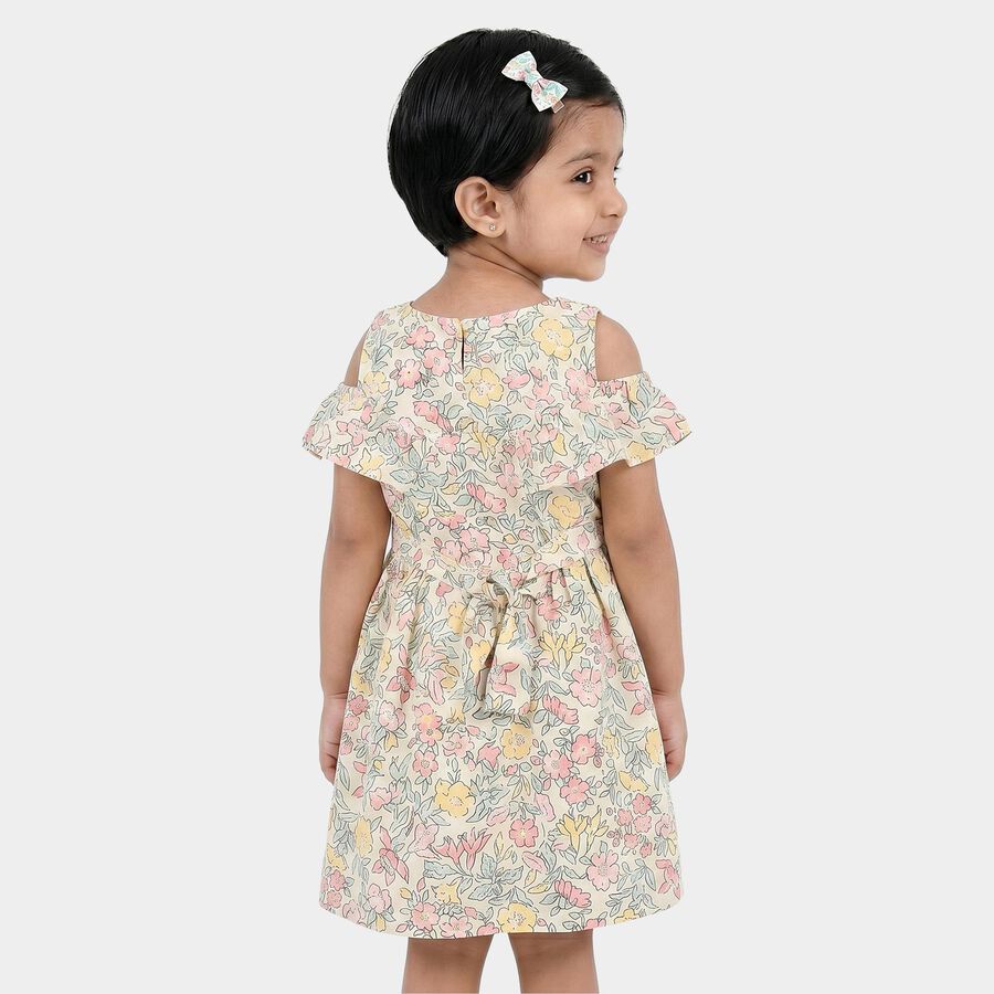 Girls' Off White Floral Printed Fit and Flare Frock, Off White, large