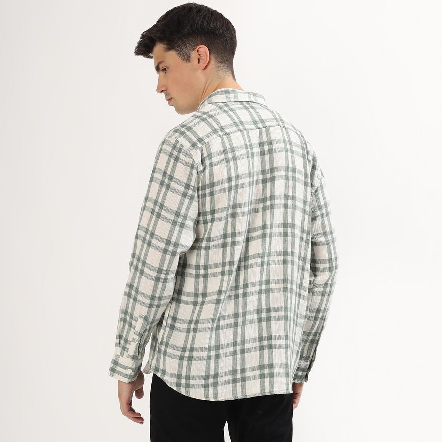 Men's Light Sage Green Cotton Classic Casual Shirt, हल्का हरा, large