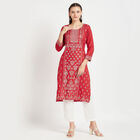 3/4Th Sleeves Straight Kurta, Red, small image number null
