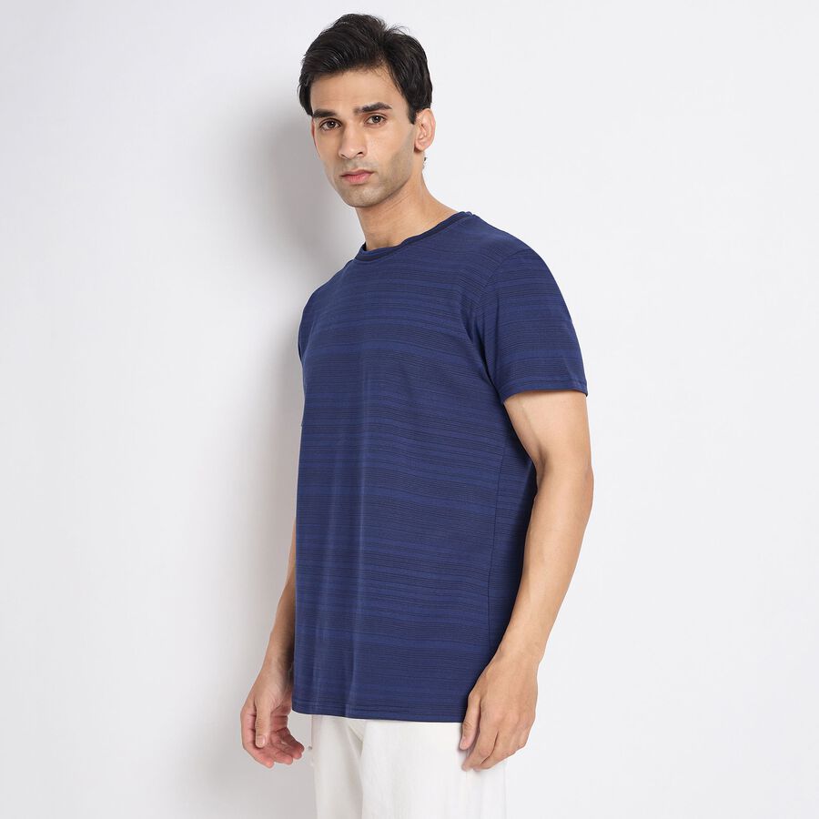 Men's Round Neck Half Sleeves T-Shirt, नेवी ब्लू, large image number null