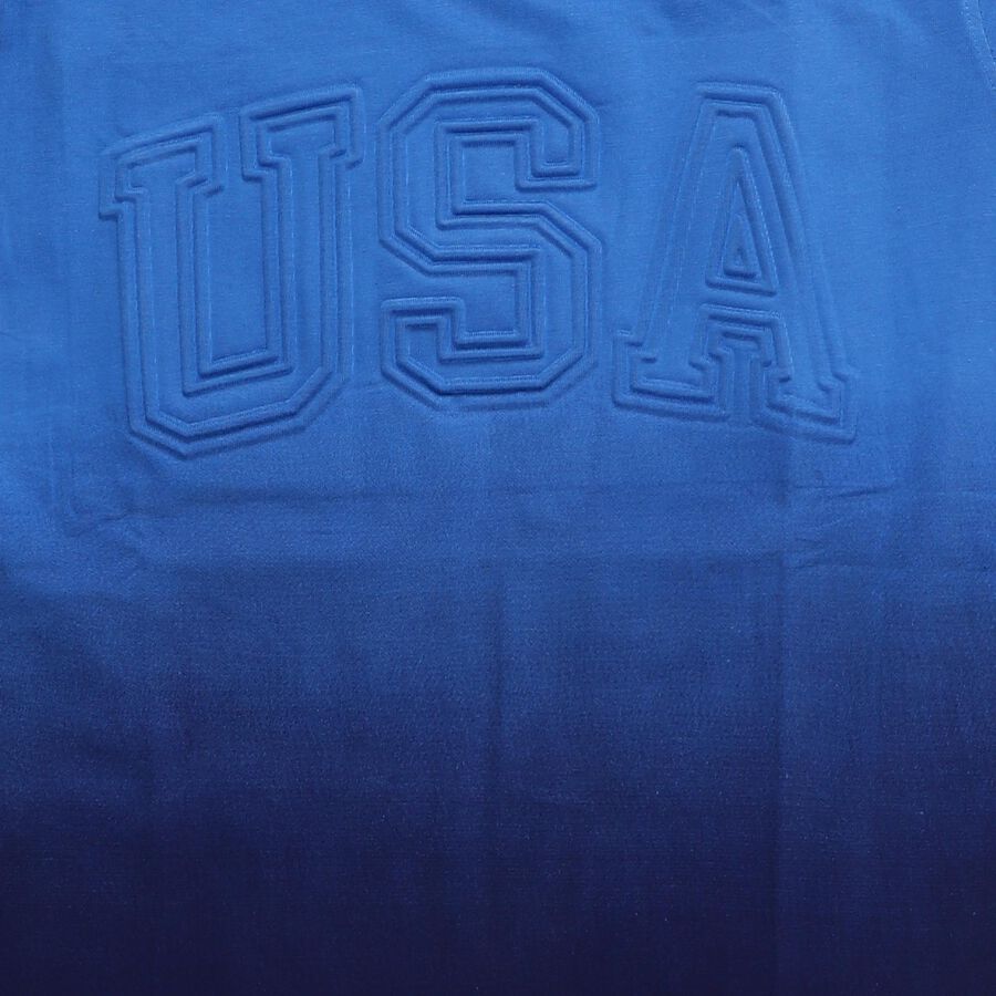 Boys' Navy Blue Cotton Round Neck Casual T-Shirt, गहरा नीला, large