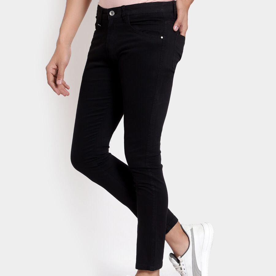 Solid Casual Trousers, Black, large image number null