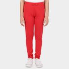 Girls Fuchsia Slim Fit Bow Detail Legging, रानी (फ्यूशिया), small