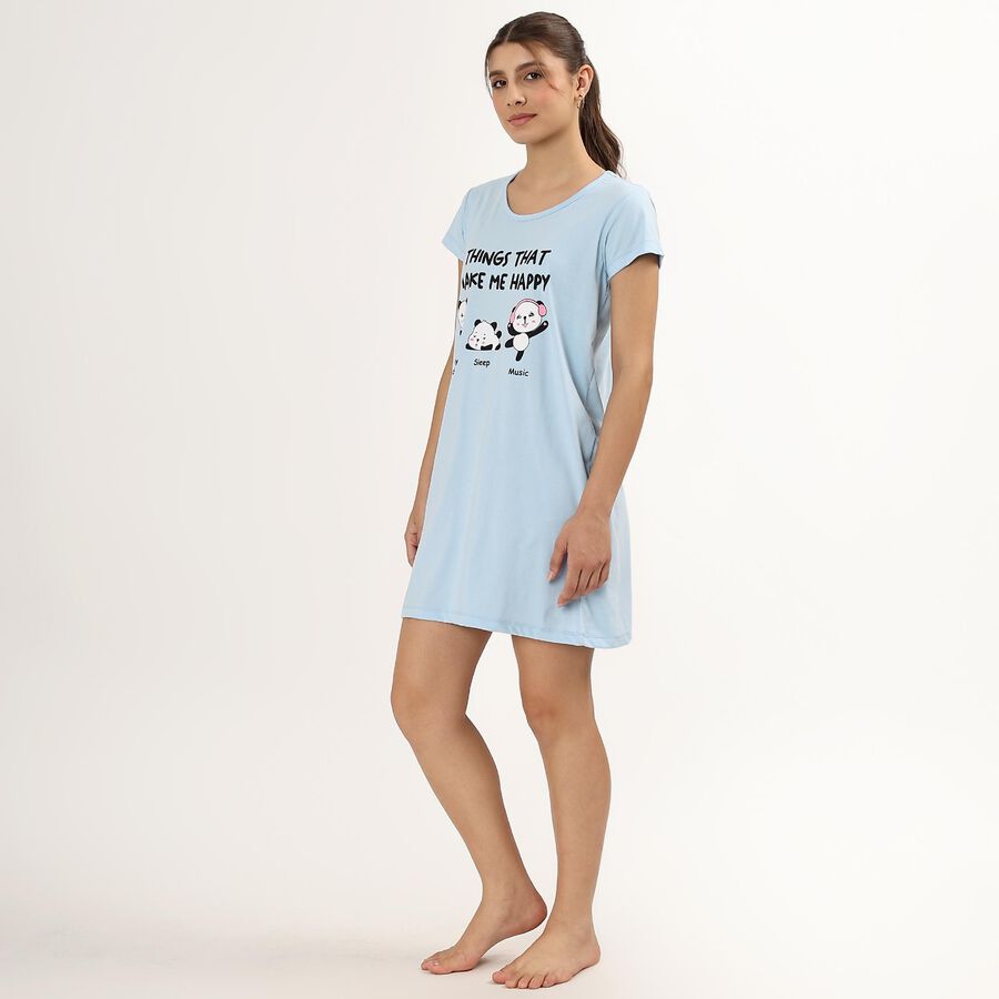 Ladies' Knee Length Nighty , Light Blue, large image number null