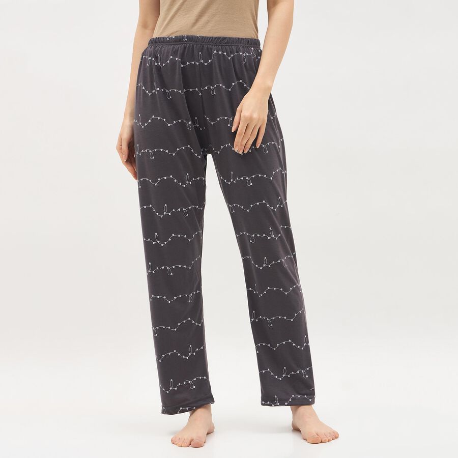 Women's Charcoal Grey Relaxed Fit Printed Pyjama, गहरा ग्रे, large image number null
