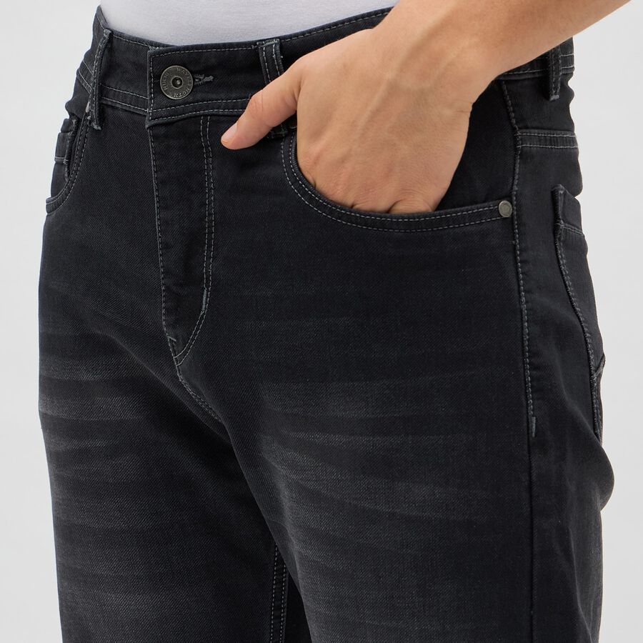 Men's Dark Charcoal Black Slim Fit Jeans, गहरा ग्रे, large image number null