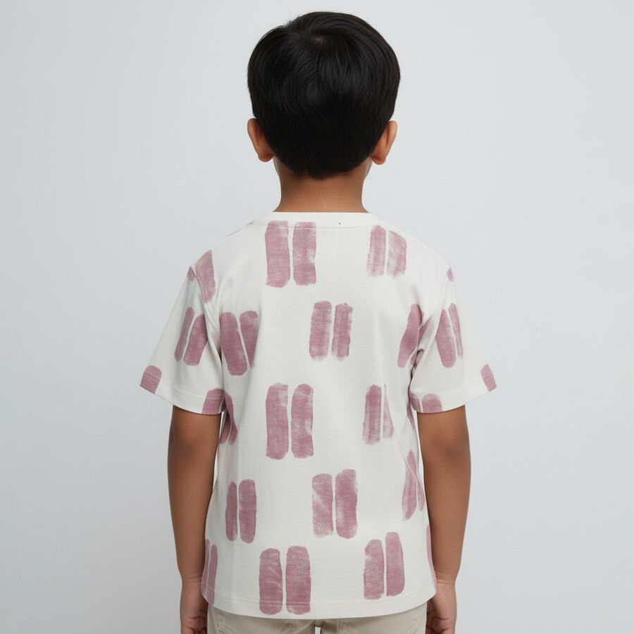 Boys White and Dusty Pink Cotton Round Neck Casual T-Shirt, गुलाबी, large image number null