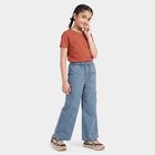 Girls' Light Blue Relaxed Fit Cargo Trousers, हल्का नीला, small