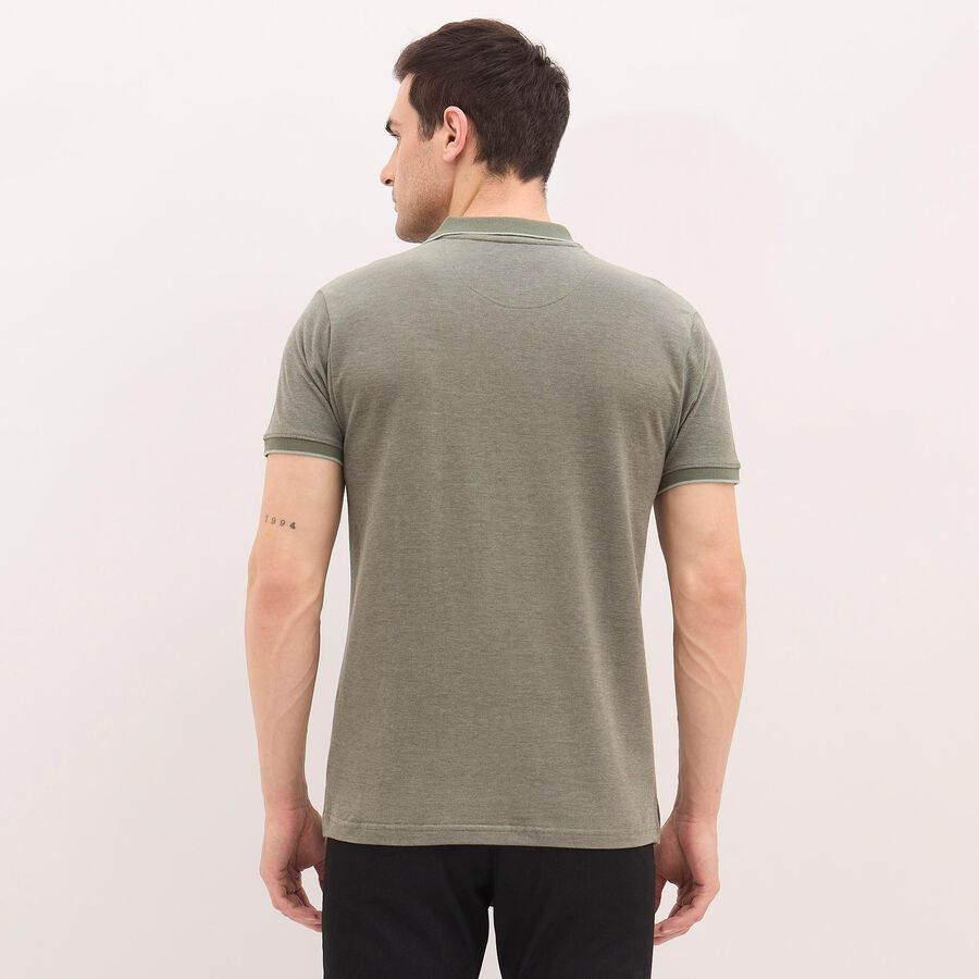 Men's Muted Sage Green Cotton Polo Neck T-Shirt, Light Green, large image number null