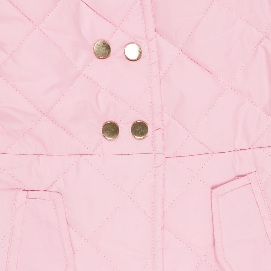 Girls Light Pink Hooded Casual Jacket, Pink, large image number null