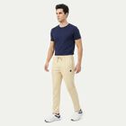Men's Beige Slim Fit Solid Track Pants, Beige, small