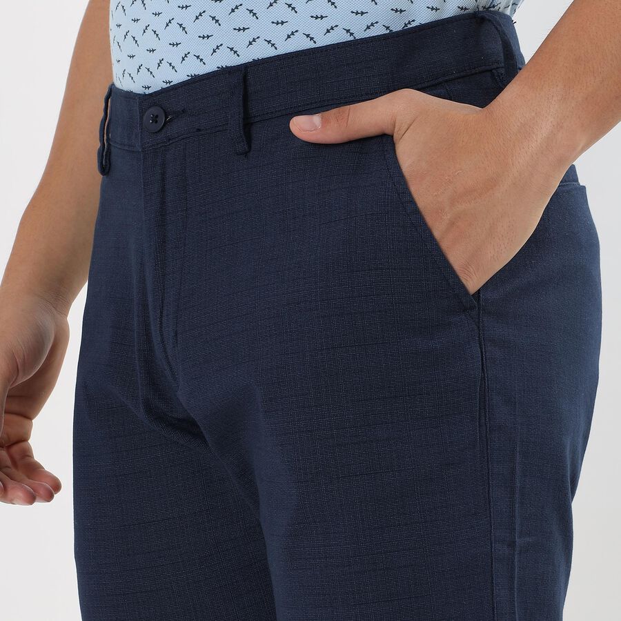 Men's Slim Fit Casual Trousers , Navy Blue, large image number null