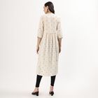 Women's White Mandarin Collar Textured Kurta, ऑफ व्हाइट, small