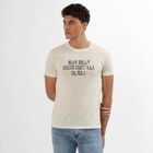 Men's Light Beige Round Neck Printed T-Shirt, Ecru Melange, small image number null
