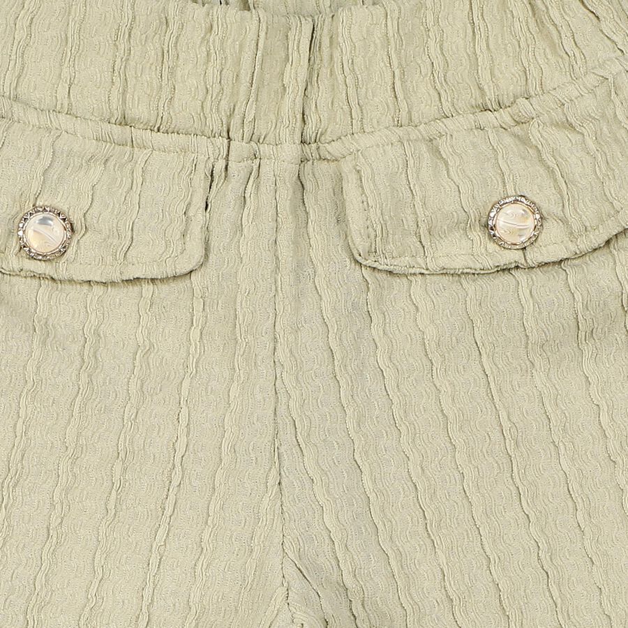 Girls' Mint Green Wide Leg Textured Trousers, हल्का हरा, large
