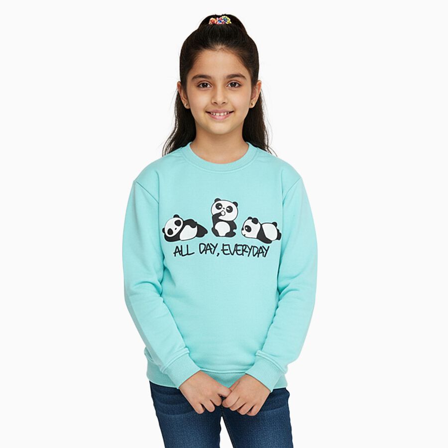 Girls' Sweatshirt, Aqua, large image number null