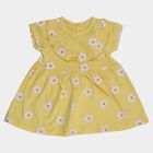 Infant Girls' Yellow Regular Fit Daisy Printed Ruffle Neck Frock, Yellow, small
