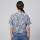 Women's Navy Blue Half Sleeve Classic Collar Casual Shirt, Mid Blue, small