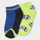 Boys' Bright Lime Green And Deep Navy Color-Blocked Jacquard Socks, Light Green, small image number null