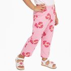 Girls' Soft Pink Floral Printed Cotton Blend Pyjama, हल्का गुलाबी, small image number null