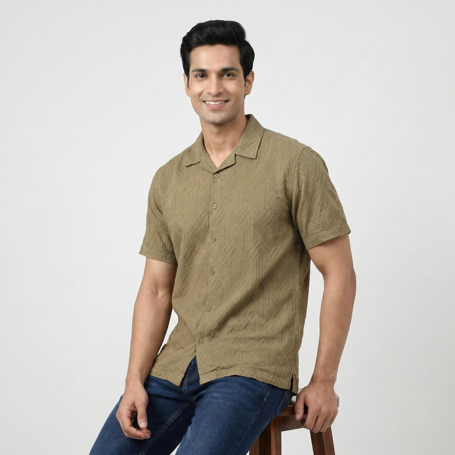 Men's Green Casual Shirt, Light Green, large