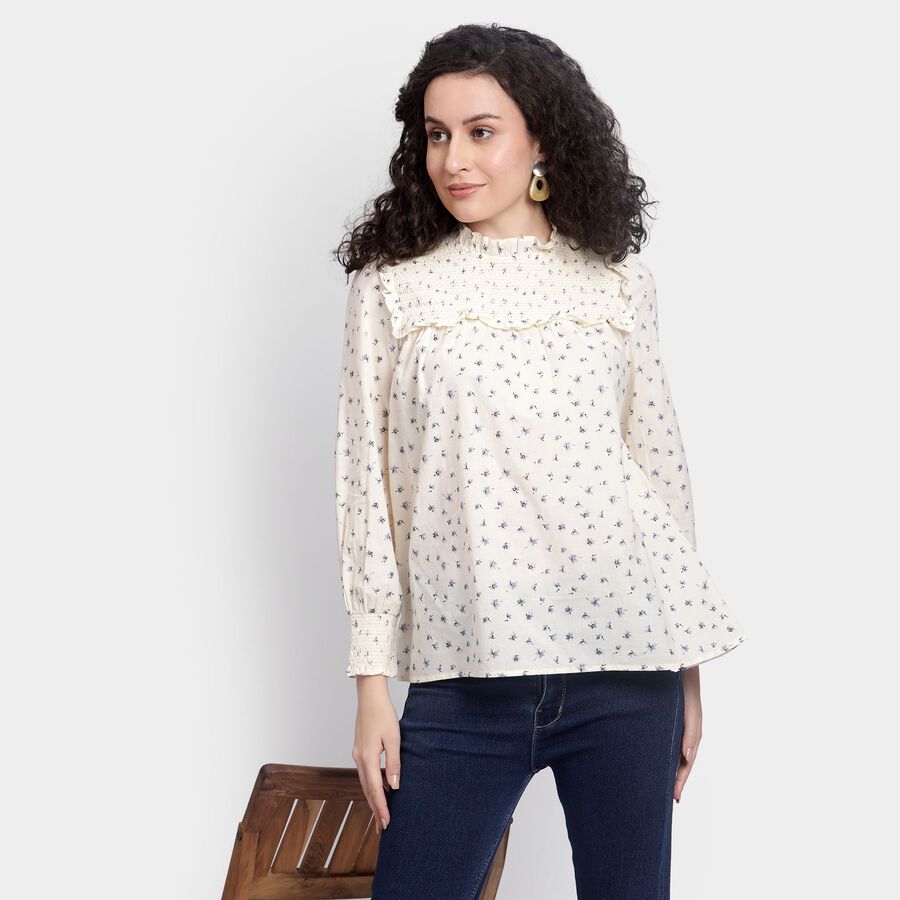 Ladies' 100% Cotton Top , ऑफ व्हाइट, large image number null