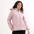 Women's Light Pink Hooded Casual Jacket, हल्का गुलाबी, small image number null
