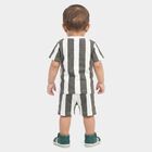 Infants' Charcoal Cotton Round Neck Striped Baba Suit, Charcoal, small