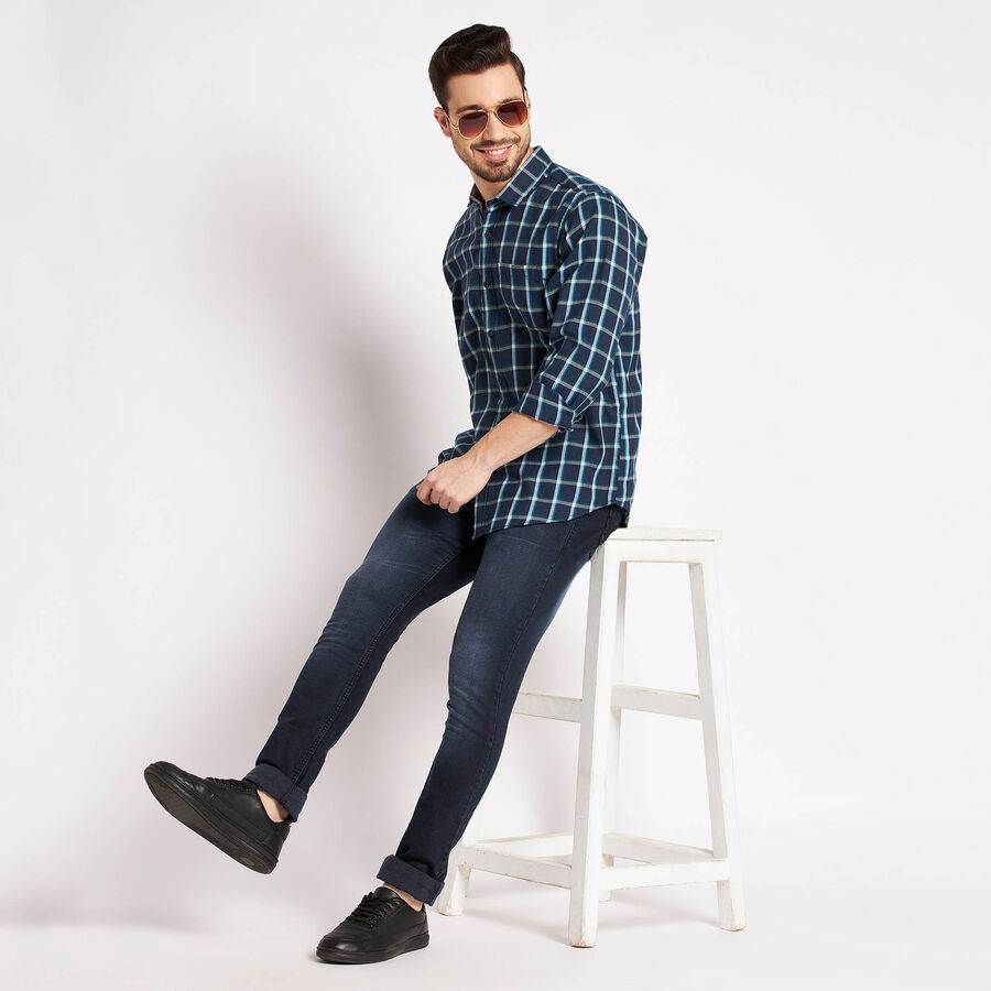 Checks Casual Shirt, Navy Blue, large image number null