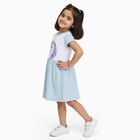 Girls' Pastel Blue and White Unicorn Printed Casual Frock, Light Blue, small image number null